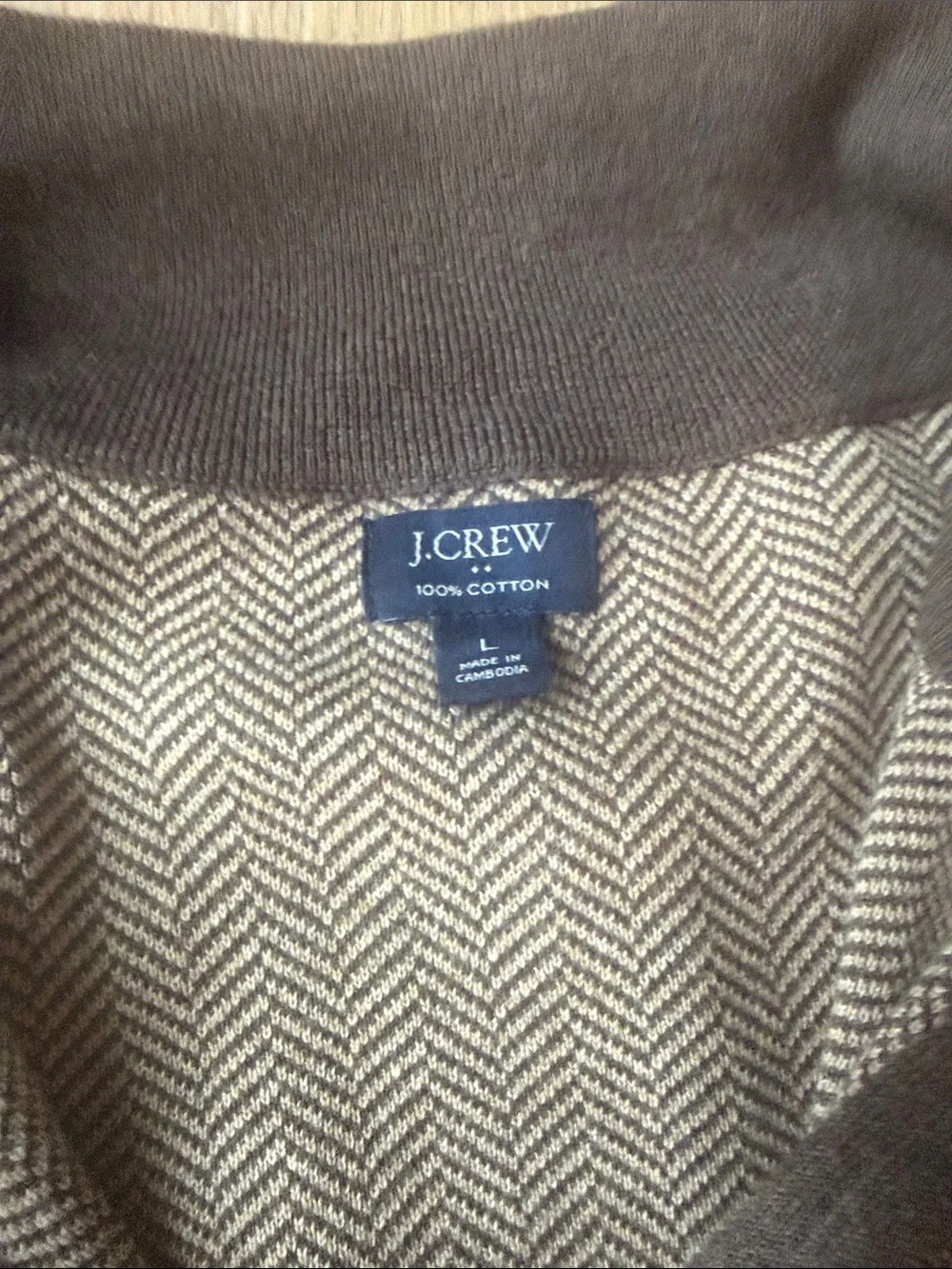 J. Crew Men's Zip-Up Sweater in Taupe and Dark Brown